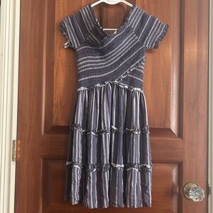 Japna blue striped off the shoulder dress, size M, worn once